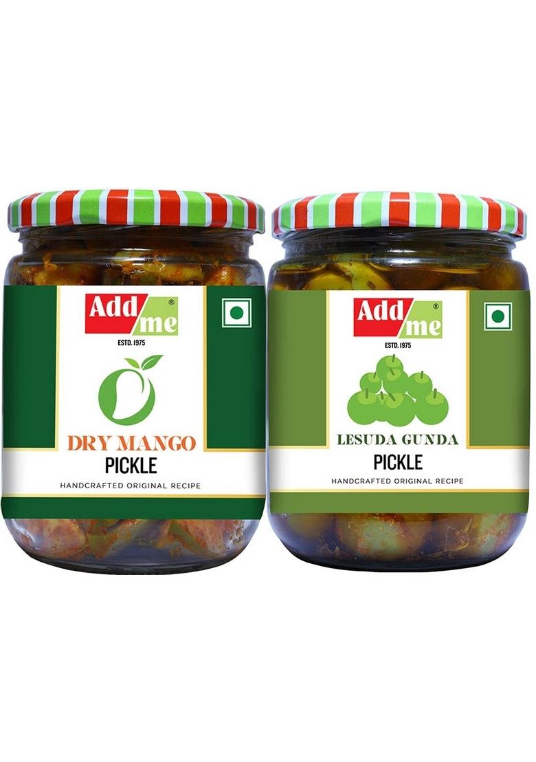 Add Me Homemade Dry Mango Pickle 500 Gm Sukha Aam Ka Achar Lasoda Gunda Pickles 500Gm Gujrati Masala Lasode Mixed Combo Offer Glass Pack