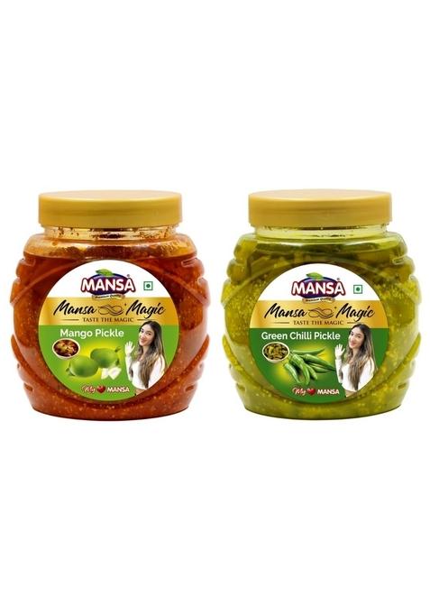 Mansa Mango Pickle 900Gram Aam Ka Aachar Green Chilli Mirchi Achar