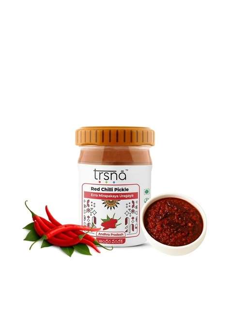 Trsna Red Hot Chilli Pickle 115 Grams | Erra Mirapakaya Uragaya| Lal Mirch Ka Achar Authentically Prepared In Andara Pradesh Rich Flavour| Premium Gourmet Achaar Made Andhra