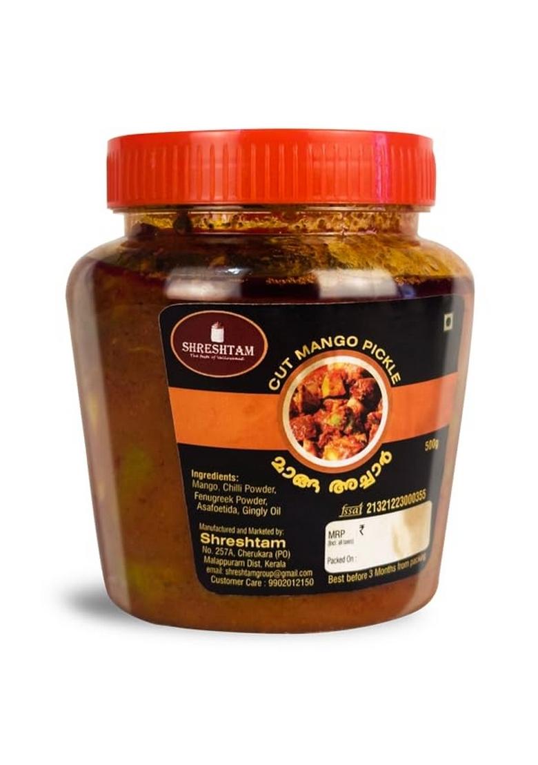 Shreshtam | Cut Mango Pickle Kerala Style 500G Homemade No Aritifical Flavours Preservatives Vinegar Garlic