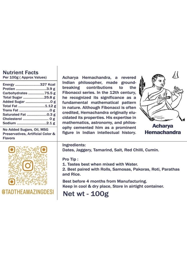 Tad The Amazing Desi Tamarind Date Imli Khajur Chutney | Instant Chatpati Chatni No Preservatives 100 Natural Super Food Oil Free Sugar Grams