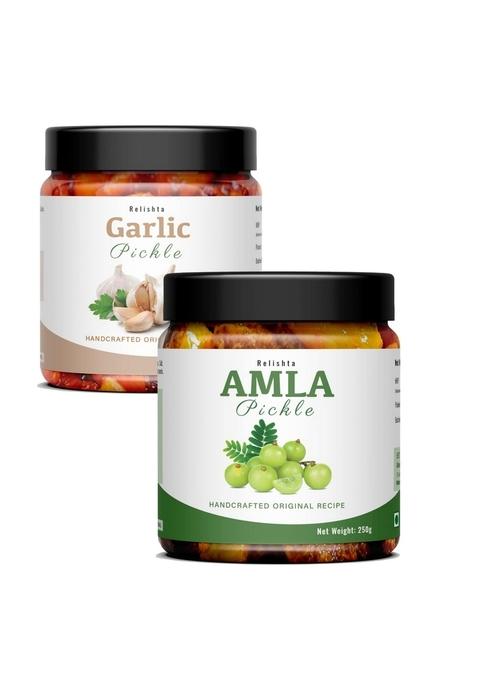 Relishta Amla Garlic Pickle Combo 2X250G Premium Less Oil Homemade