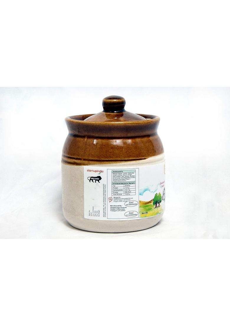 Favor8 Mixed Pickle Traditional Homemade Banarasi Recipe Masaledar Tangy Spicy And Salty Made By Khachi Ghani Mustard Oil Ceramic Jar 400Ml Pack Of 2X350G