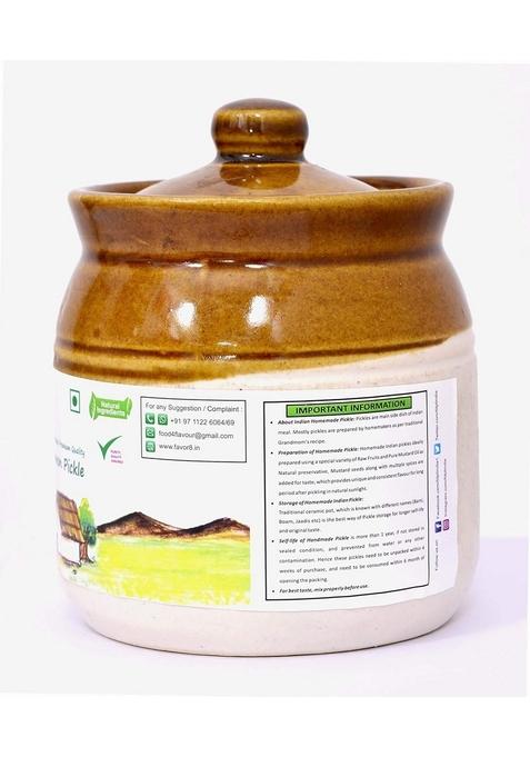 Favor8 Mixed Pickle Traditional Homemade Banarasi Recipe Masaledar Tangy Spicy And Salty Made By Khachi Ghani Mustard Oil Ceramic Jar 400Ml Pack Of 2X350G