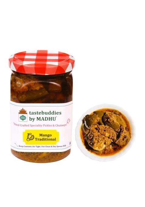 Tastebuddies By Madhu Madhu® Mango Traditional Pickle In Wood Pressed Mustard Oil 250 Gm Handcrafted Homemade Tangy Punjabi Style Grandma'S Secret Recipe