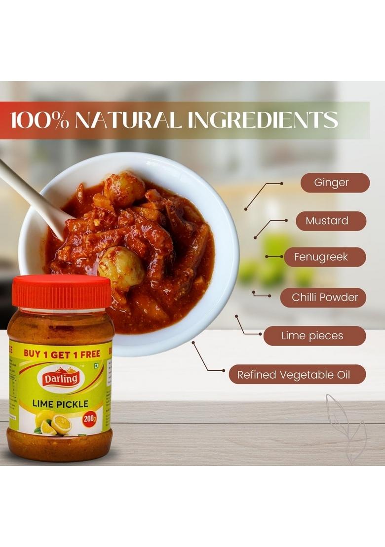 Darling Lemon Pickles 200G Buy1 Get 1 Traditional South Indian Taste | Authentic Achar No Added Colours Preservatives