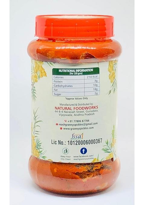 Nfw Granny'S Pickles Ginger Pickle Typical Andhra Taste 500 Gms Home Made |Hand |Additive Free |Quality Groundnut Oil |Tangy |Traditional |Preservative |Aged Recepie