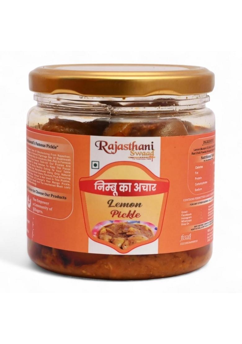 Rajasthani Swaad Lemon Pickle Homemade Nimbu Achar | Healthy And Antioxidant Enriched With Traditional Marwadi Taste Lime 400 Grams