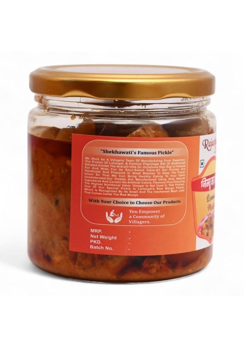 Rajasthani Swaad Lemon Pickle Homemade Nimbu Achar | Healthy And Antioxidant Enriched With Traditional Marwadi Taste Lime 400 Grams