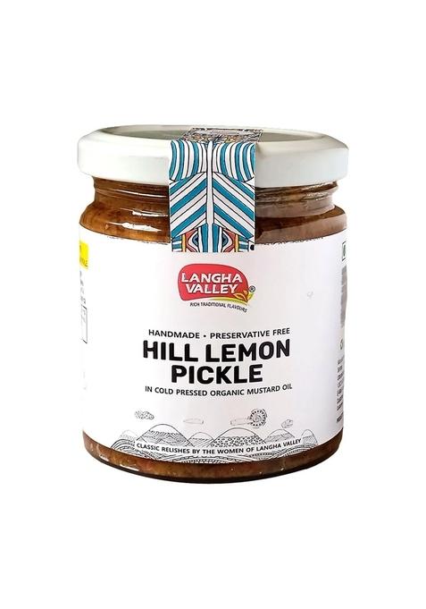 Langha Valley Homemade Traditional Hill Lemon Pickle Pahadi Nimbu Ka Achar Made With Cold Pressed Organic Mustard Oil Sun Dried And Matured Glass Jar 180 Grams