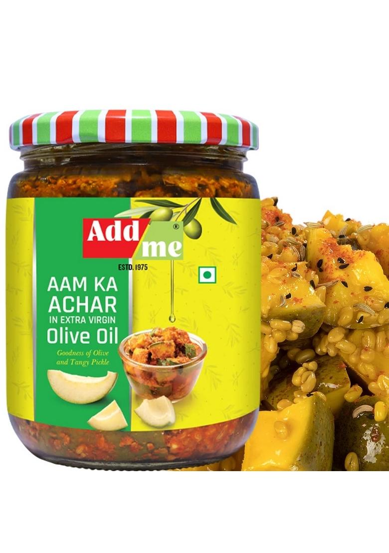 Add Me Mango Pickles 1Kg In Pure Extra Virgin Olive Oil 500 Gm Aam Ka Achar Pickle Pack Of 2