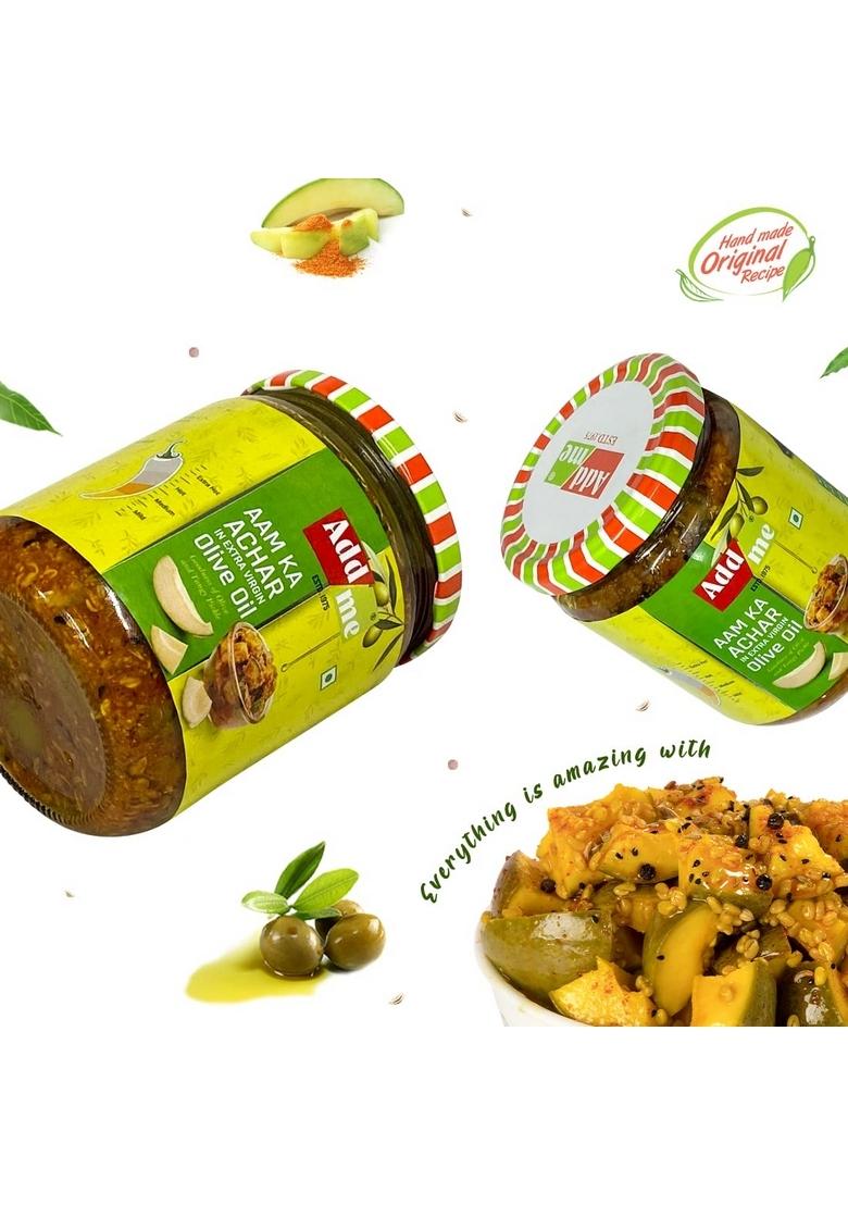 Add Me Mango Pickles 1Kg In Pure Extra Virgin Olive Oil 500 Gm Aam Ka Achar Pickle Pack Of 2