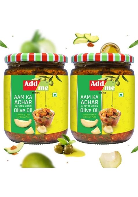Add Me Mango Pickles 1Kg In Pure Extra Virgin Olive Oil 500 Gm Aam Ka Achar Pickle Pack Of 2
