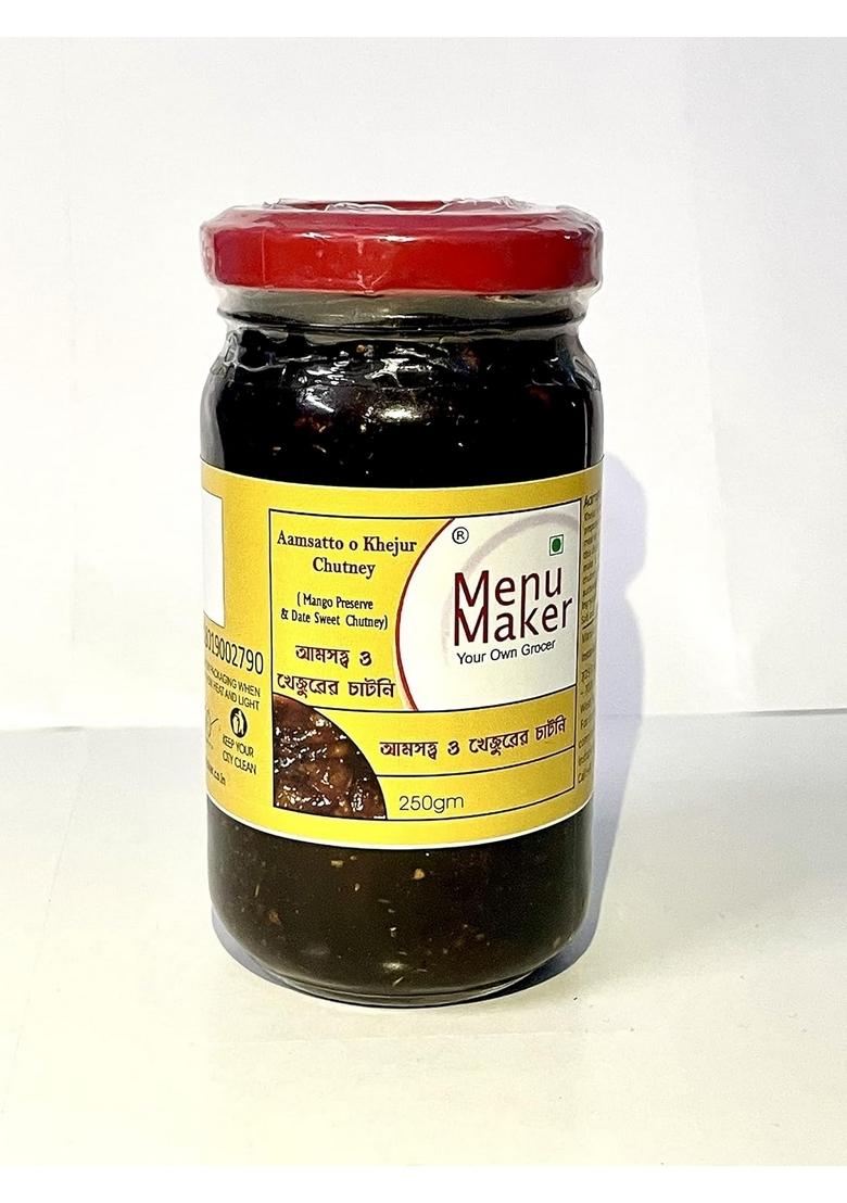 Menu Maker Select Premium Jalpai Achar [Olive Pickle] And Aamsatto Khejurer Chutney [Mango Preserve Date Sweet Chutney] Combo Pack 250G Each