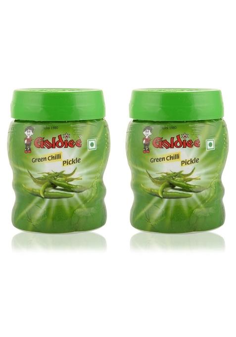Goldiee Specialty Pickles Green Chilli 1 Kilograms Pack Of 2