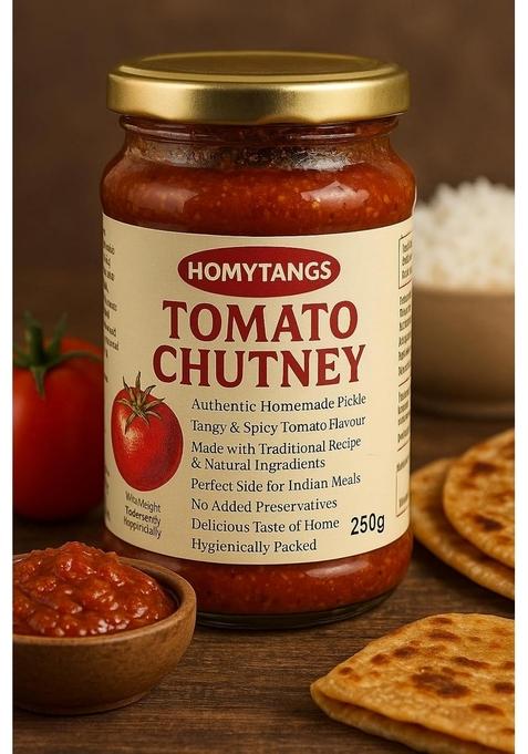 Homytangs Tomato Chutney 400G | Authentic Homemade Pickle Tangy Spicy Flavor Traditional Recipe Natural Ingredients No Preservatives Hygienically Packed
