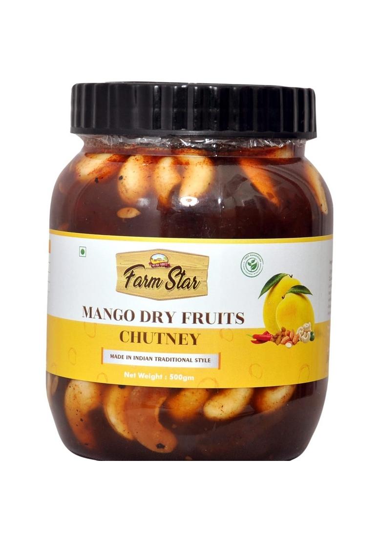 Farm Star Mango Dry Fruits Chutney|Aam Ki Chutney 500G 350 G Jaggery Cubes Free