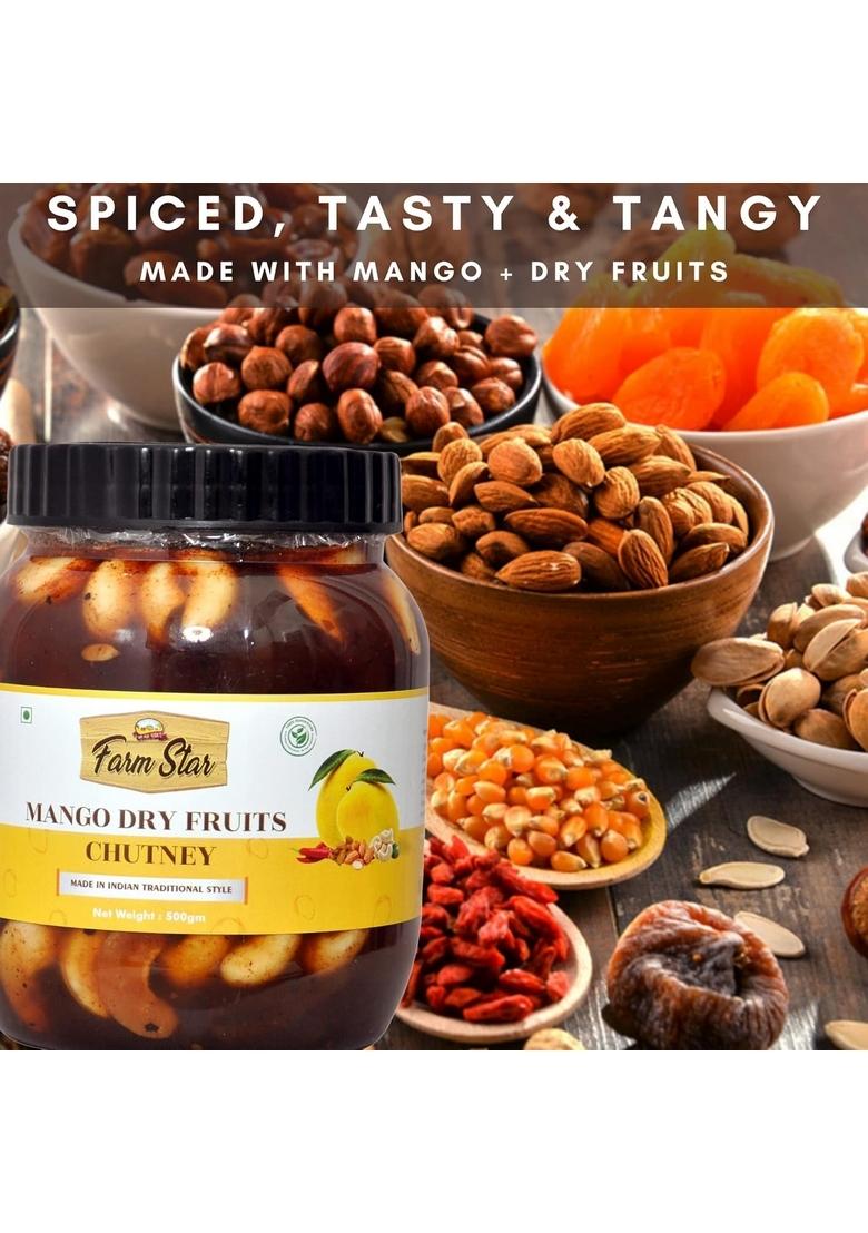 Farm Star Mango Dry Fruits Chutney|Aam Ki Chutney 500G 350 G Jaggery Cubes Free