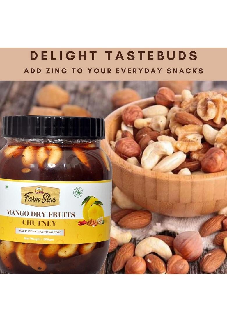 Farm Star Mango Dry Fruits Chutney|Aam Ki Chutney 500G 350 G Jaggery Cubes Free