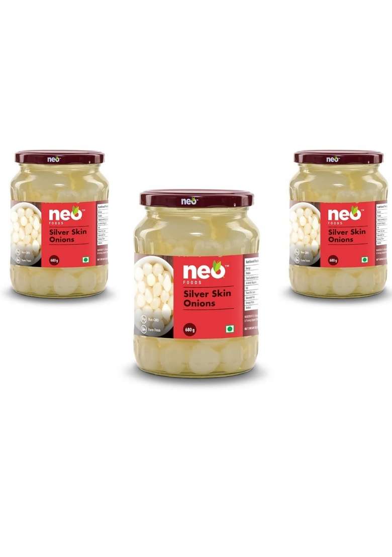 Neo Silver Skin Onions 680G I P3 100 Vegan Natural Ideal For Cocktail And As Side Dish Snacks Non Gmo Pack Of 3 - Indya