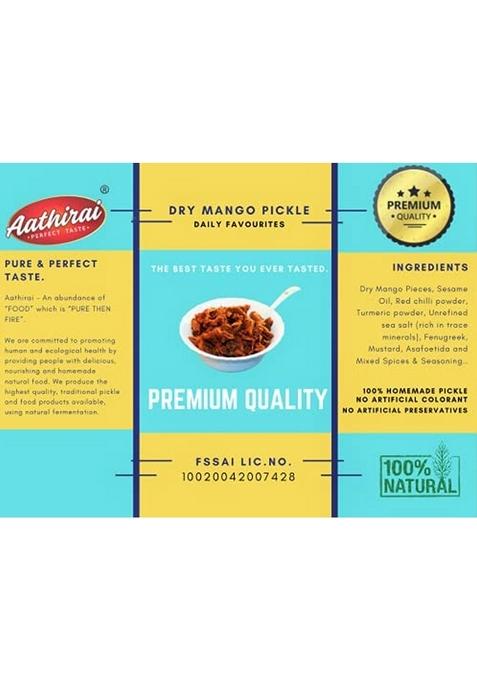 Aathirai Dry Mango Pickle 500G | Homemade Using Cold Pressed Chekku Sesame Oil