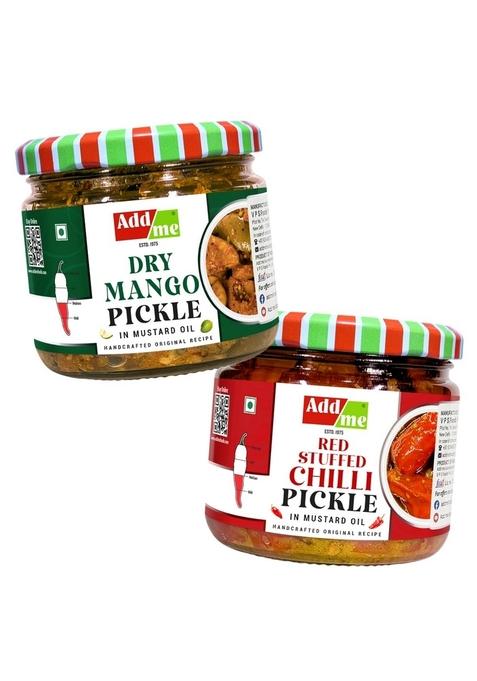 Add Me Homemade Dry Mango Pickle 300Gm Red Stuffed Bharwa Lal Mirch Glass Pack