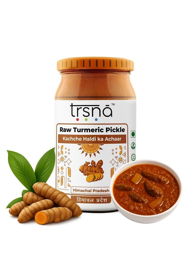 Trsna Raw Turmeric Pickle 400 Grams | Traditionally Made Kachche Haldi Ka Achaar Sun Dried Spices Authentic Himachali Techniques Premium Gourmet In Himachal Pradesh Pack Of 3