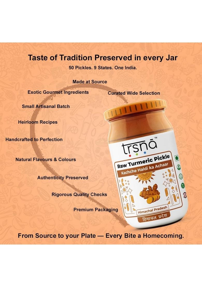 Trsna Raw Turmeric Pickle 400 Grams | Traditionally Made Kachche Haldi Ka Achaar Sun Dried Spices Authentic Himachali Techniques Premium Gourmet In Himachal Pradesh Pack Of 3