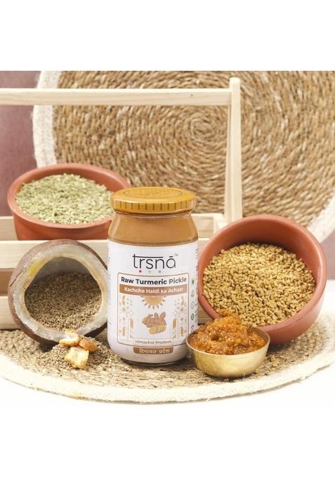 Trsna Raw Turmeric Pickle 400 Grams | Traditionally Made Kachche Haldi Ka Achaar Sun Dried Spices Authentic Himachali Techniques Premium Gourmet In Himachal Pradesh Pack Of 3