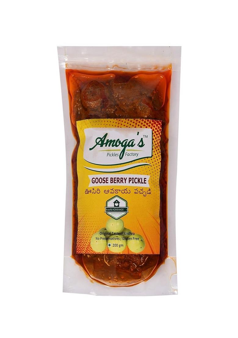 Amoga'S Pickles Factory Andhra Fresh Gooseberry Usirikaya Pickle Achar 200 Gm Coconut Kobbari Karam Podi Combo Pack Of 2