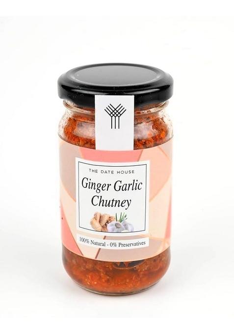 The Date House Ginger Garlic Chutney | Spicy And Sour Adrak Lahsun Ki Chutney| No Artificial Preservatives Or Flavors 100 Plastic Free Packaging 225 Gm Pack Of 1