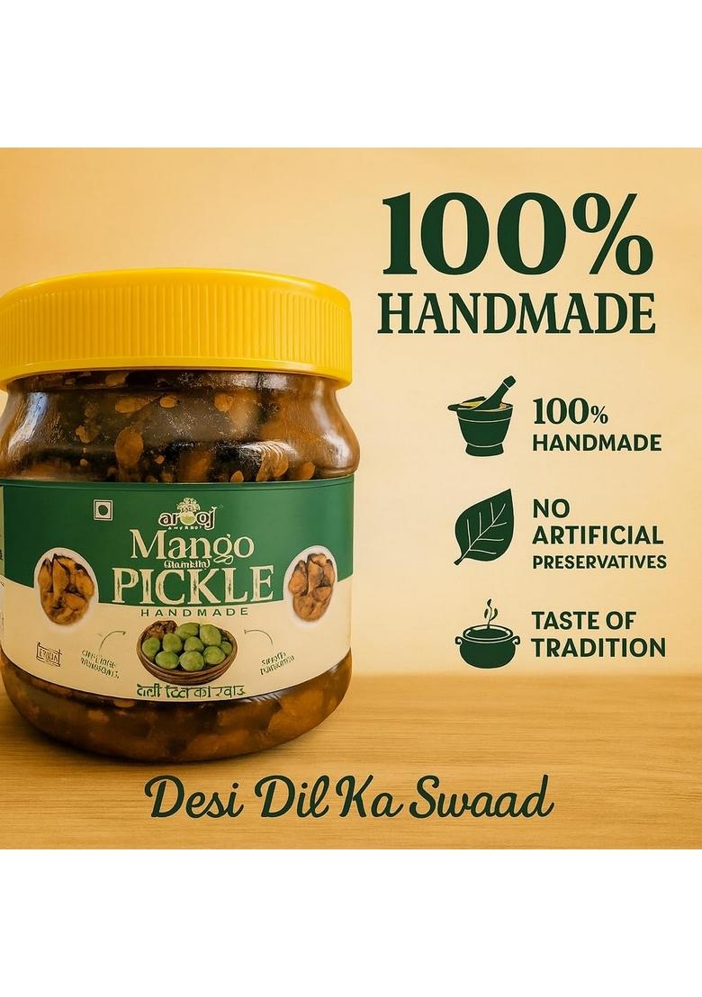 Arooj Premium Handmade Mango Pickle Ramkila 500G | Authentic Aam Ka Achar Traditional Homemade No Added Preservatives