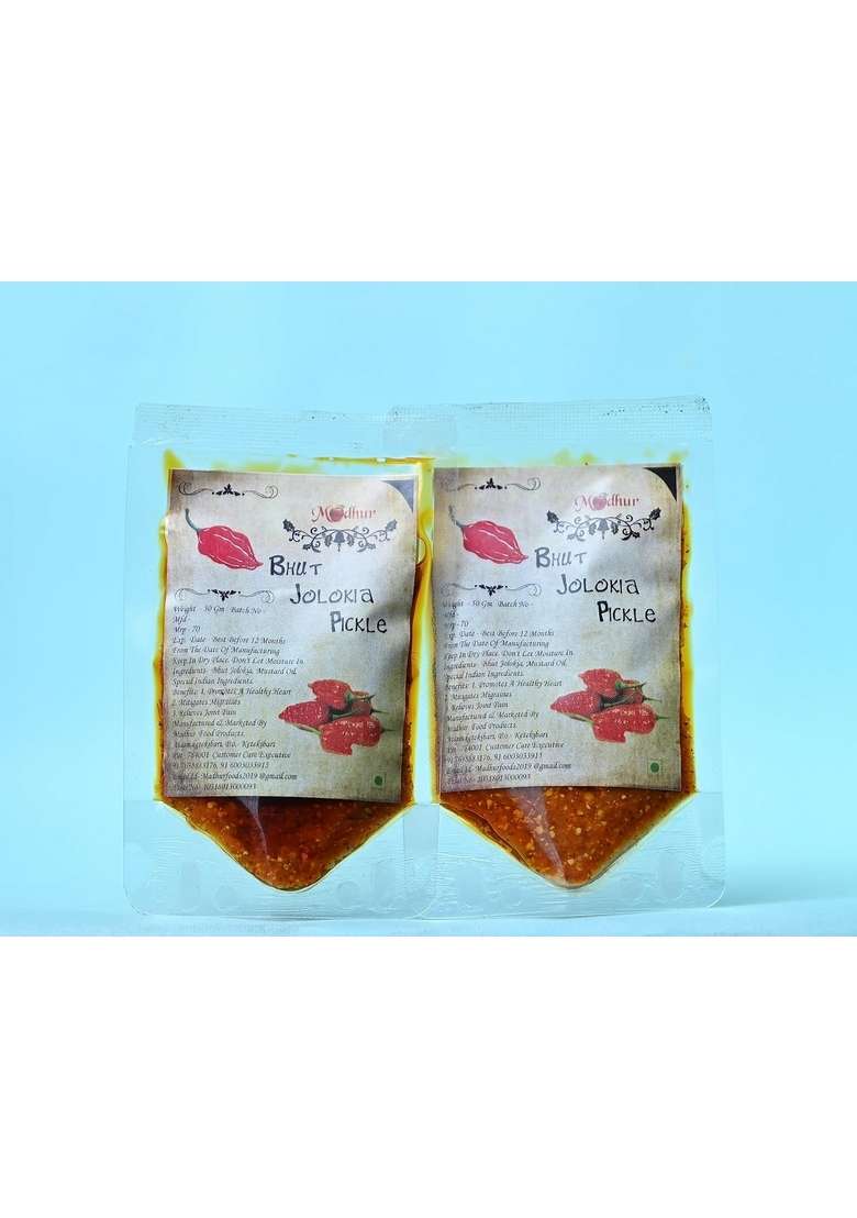 Madhur Pure Bhut Jolokia Pickle 50 Gram With No Artificial Color Flavour Of Other Chilli 100 2 - Indya