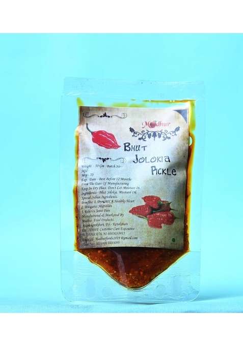 Madhur Pure Bhut Jolokia Pickle 50 Gram With No Artificial Color Flavour Of Other Chilli 100 2