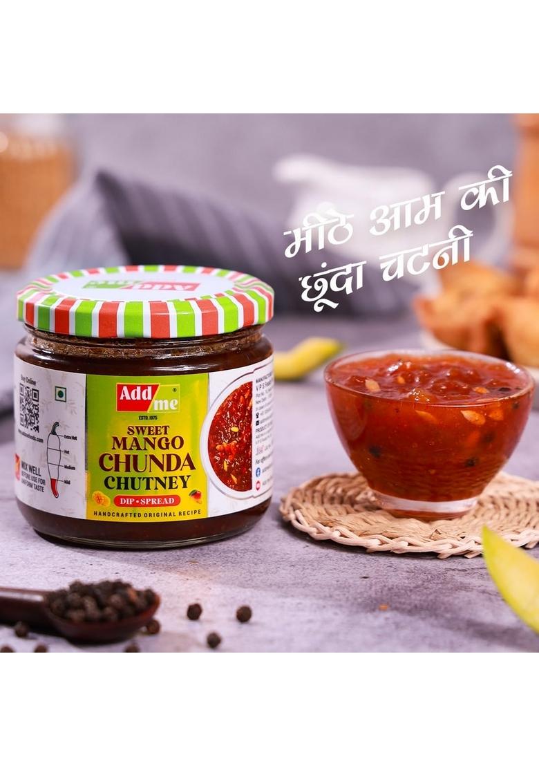 Add Me Chunda Sweet Mango Chutney With Jeera 350Gm Chundo Lemon Pickle Khatta Meetha Nimbu And Sour Without Oil Lime 300Gm Homemade Recipe Taste Combo Gift Pack Glass Jar