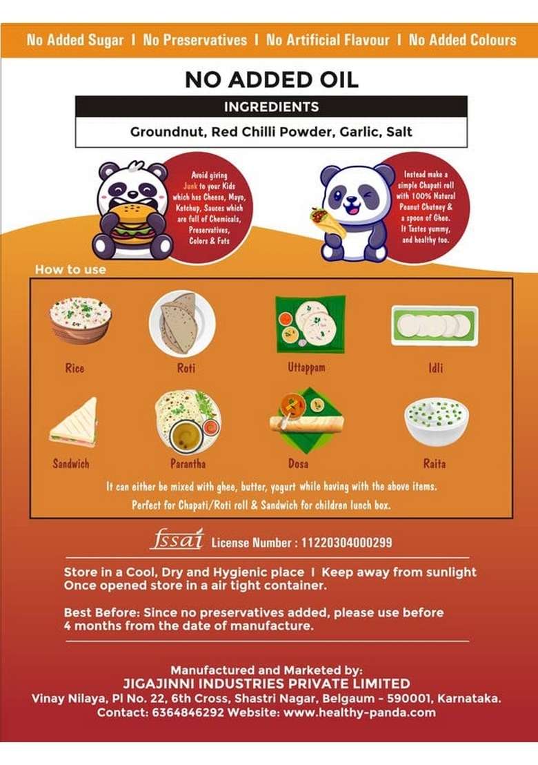 Healthy Panda Uttar Karnataka’S Famous Pounded Peanut Garlic Chutney Powder 500 G Groundnut Shenga 100 Natural - Indya