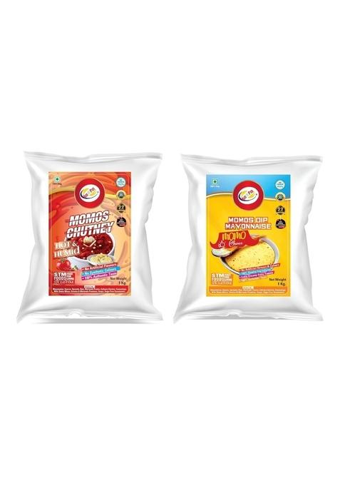Am 2 Pm Momos Dip Multiopurpose Unique Creamy Herby Cruncy Sauce For Momo Dimsum Dumplings | Hot Humid Chutney Street Style 1 Kg Each