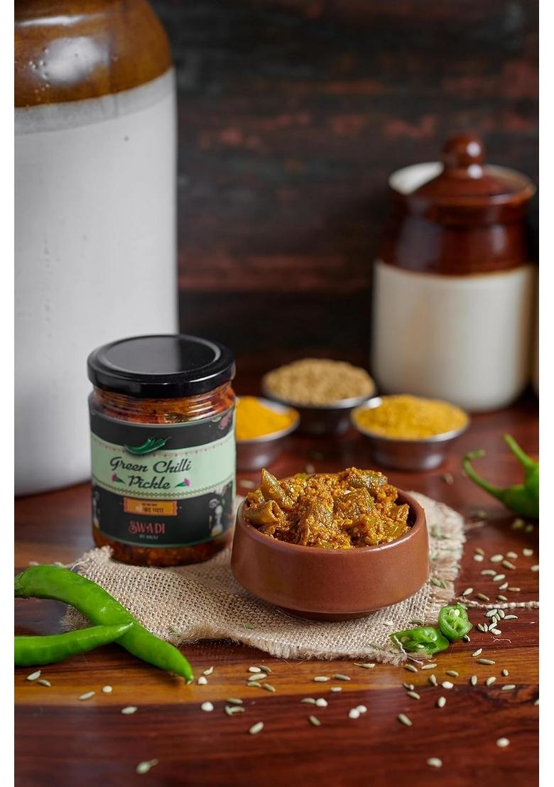 Swadi By Anju Green Chilli Pickle Rajasthani Hari Mirch Ka Achar | Spicy And Tangy Homemade Fresh No Artificial Preservatives Or Colors 500Gm