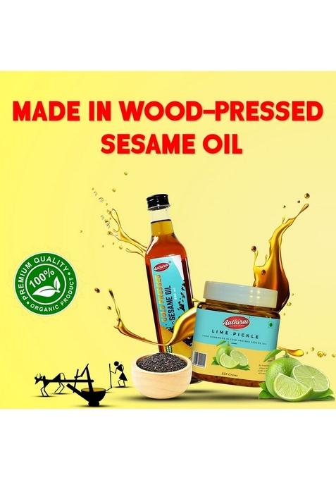 Aathirai Lime Pickle 250G | No Artificial Preservatives 100 Natural Organic Homemade Made With Cold Pressed Sesame Oil Sour