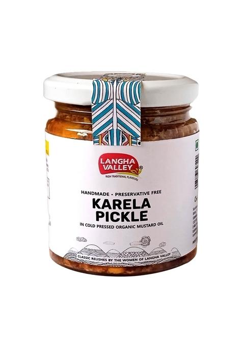 Langha Valley Homemade Karela Pickle Bottle Gourd Made With Cold Pressed Organic Mustard Oil Sun Dried Matured Glass Jar 180 Grams