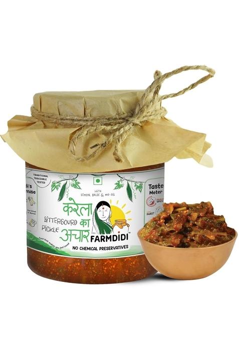 Farm Didi Farmdidi Bitter Gourd Pickle 1Kg In Fresh | Homemade Karela Ka Achaar Without Oil Sun Dried With No Preservatives Authentic Karele Achar Recipe