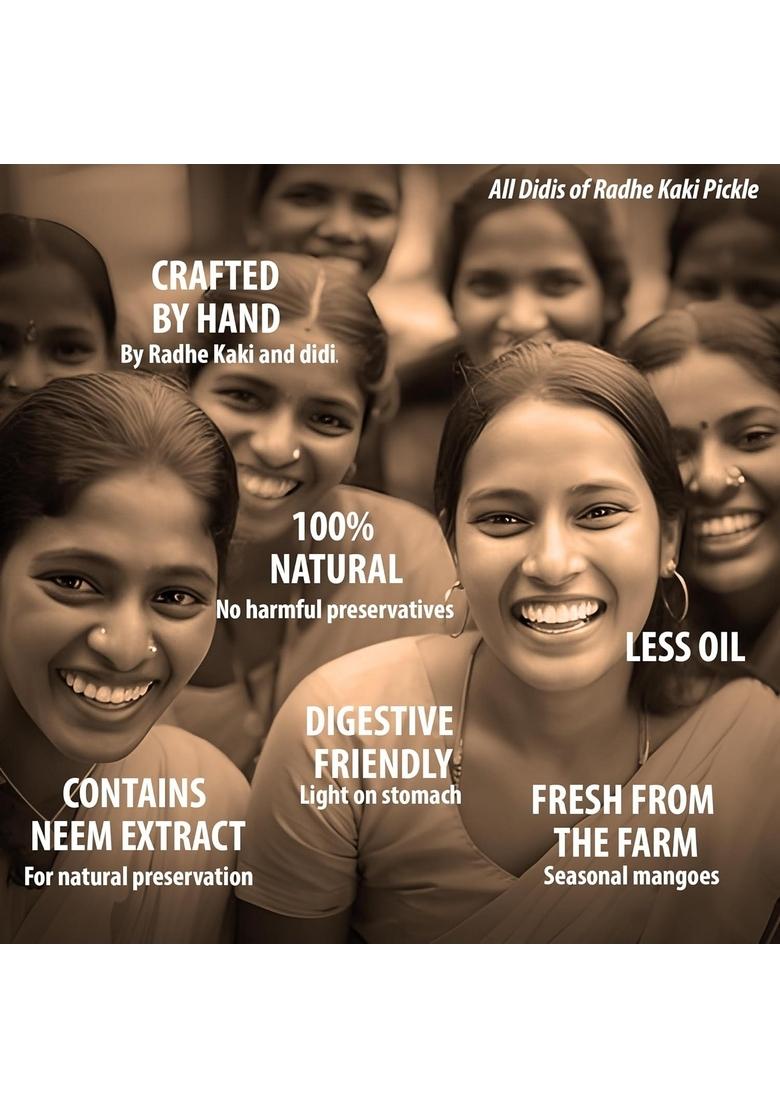 Radhe Kaki Homemade Mango Pickle I Authentic Taste Natural Ingredients Sun Dried No Artificial Colors Spicy Tangy Aam Ka Achaar With Raw Spices Mixed Mustard Oil 400G