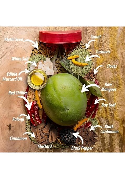 Radhe Kaki Homemade Mango Pickle I Authentic Taste Natural Ingredients Sun Dried No Artificial Colors Spicy Tangy Aam Ka Achaar With Raw Spices Mixed Mustard Oil 400G