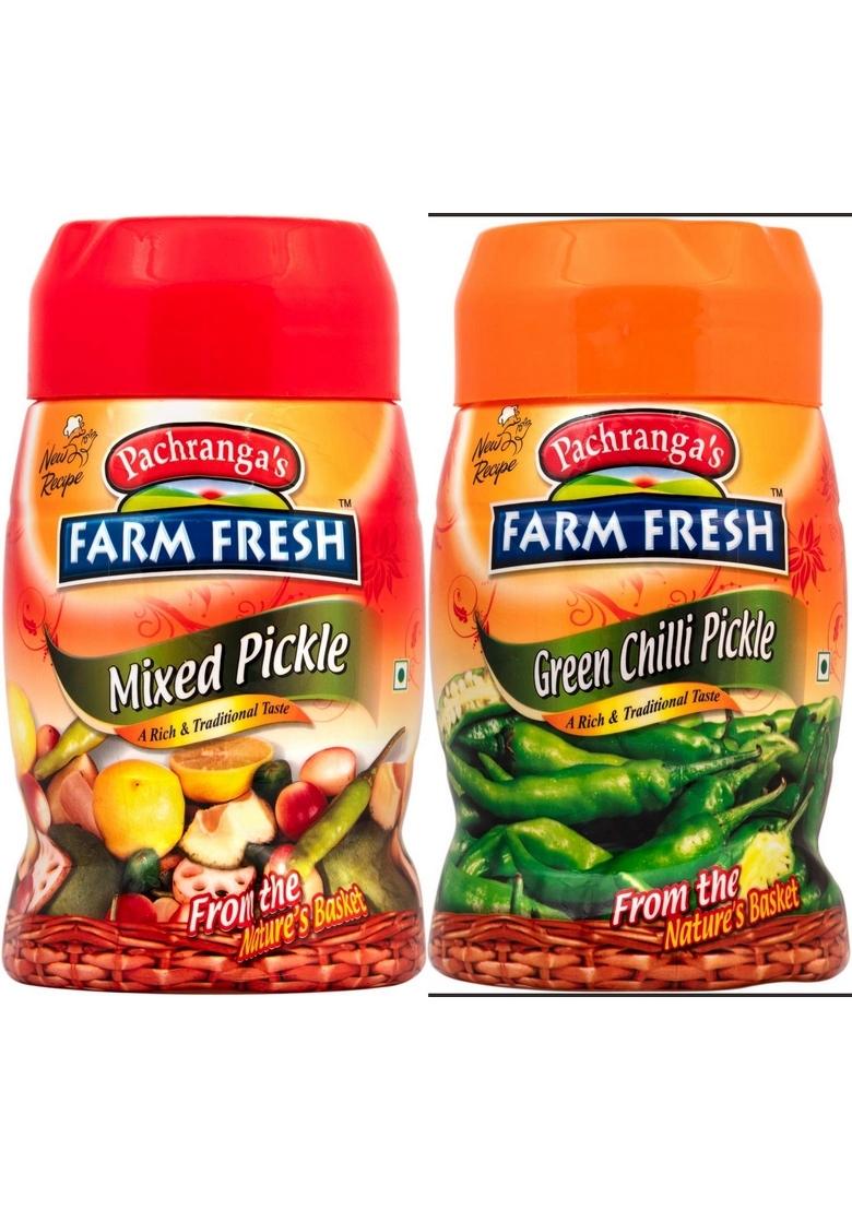 Pachranga’S Farm Fresh Pachranga'S Mixed Green Chilli Pickle Combo Pack 1Kg 2 Packs