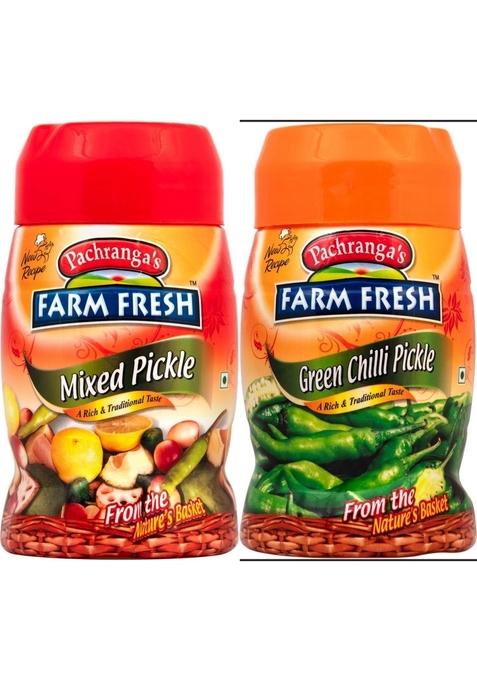 Pachranga’S Farm Fresh Pachranga'S Mixed Green Chilli Pickle Combo Pack 1Kg 2 Packs