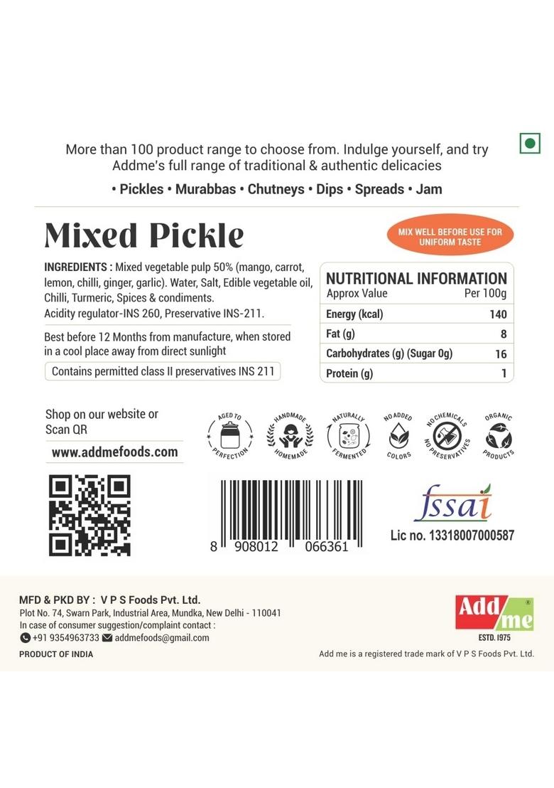 Add Me Home Made Tasty Mixed Achar Pickle 390Gm Mix Masala 390 G Hot And Spicy
