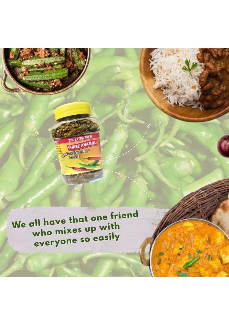 Shree Anamol Food Products Green Chilli Pickle Homemade Hari Mirch Ka Aachar | Spicy In Authentic Punjabi Style With Mustard Oil Spices No Added Artificial Colour 1 Kg