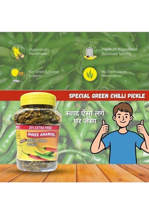 Shree Anamol Food Products Green Chilli Pickle Homemade Hari Mirch Ka Aachar | Spicy In Authentic Punjabi Style With Mustard Oil Spices No Added Artificial Colour 1 Kg