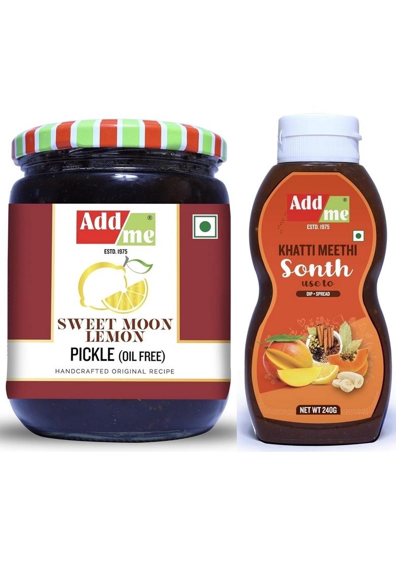 Add Me Khatta Meetha Lemon Pickle 600G Nimbu Ka Achar Khatti Meethi Pani Puri Bhelpuri Sweet And Sour Chutney Sonth 240G