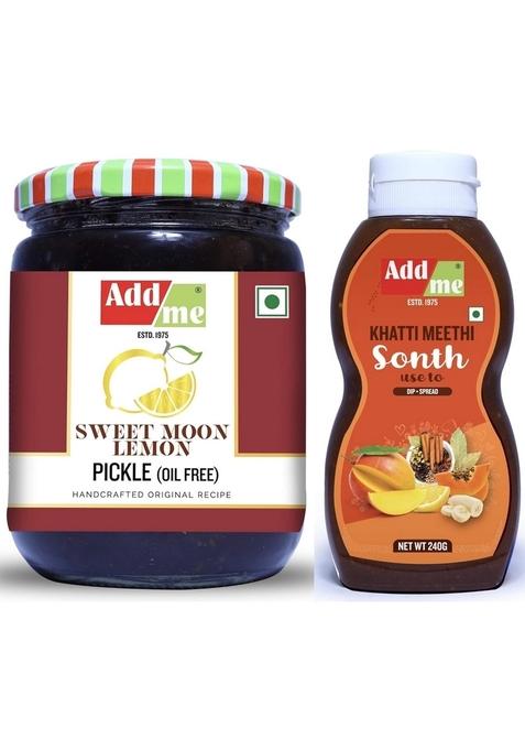 Add Me Khatta Meetha Lemon Pickle 600G Nimbu Ka Achar Khatti Meethi Pani Puri Bhelpuri Sweet And Sour Chutney Sonth 240G